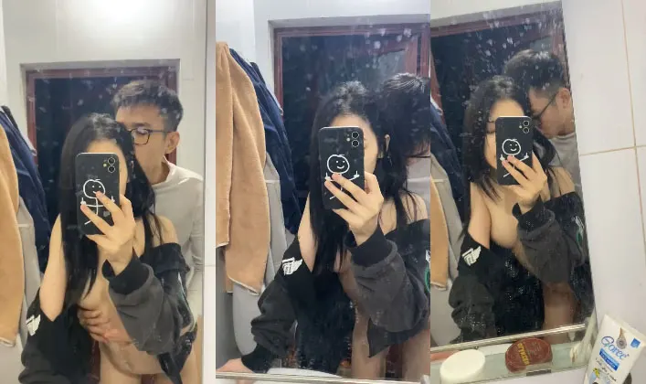 鏡の前でセックスする 10 代のカップル P1